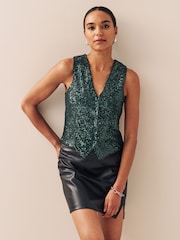 Green Sequin Waistcoat - Image 1 of 6