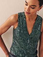 Green Sequin Waistcoat - Image 4 of 6