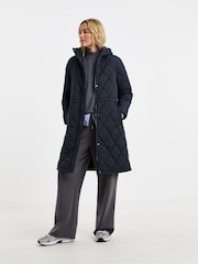 JD Williams Blue Hood Quilted Coat - Image 1 of 4