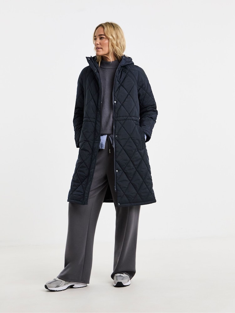 JD Williams Blue Hood Quilted Coat - Image 1 of 4