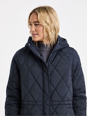 JD Williams Blue Hood Quilted Coat - Image 2 of 4