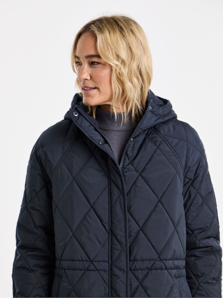 JD Williams Blue Hood Quilted Coat - Image 2 of 4