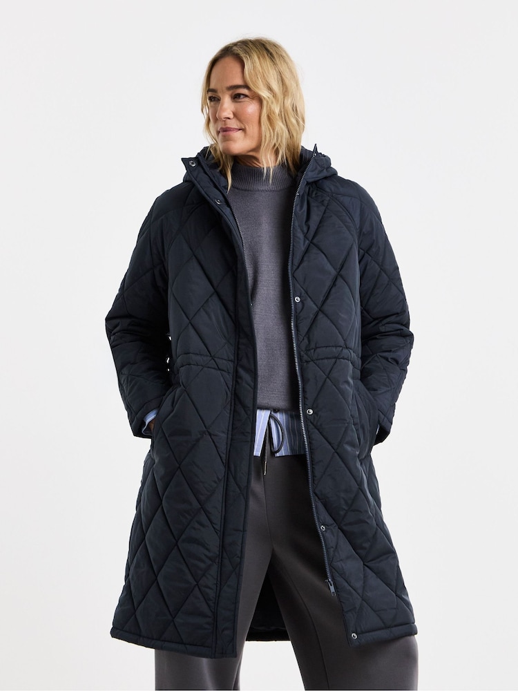 JD Williams Blue Hood Quilted Coat - Image 4 of 4