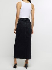 River Island Black Denim Split Detail Maxi Skirt - Image 2 of 6