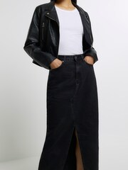 River Island Black Denim Split Detail Maxi Skirt - Image 4 of 6