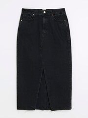 River Island Black Denim Split Detail Maxi Skirt - Image 5 of 6