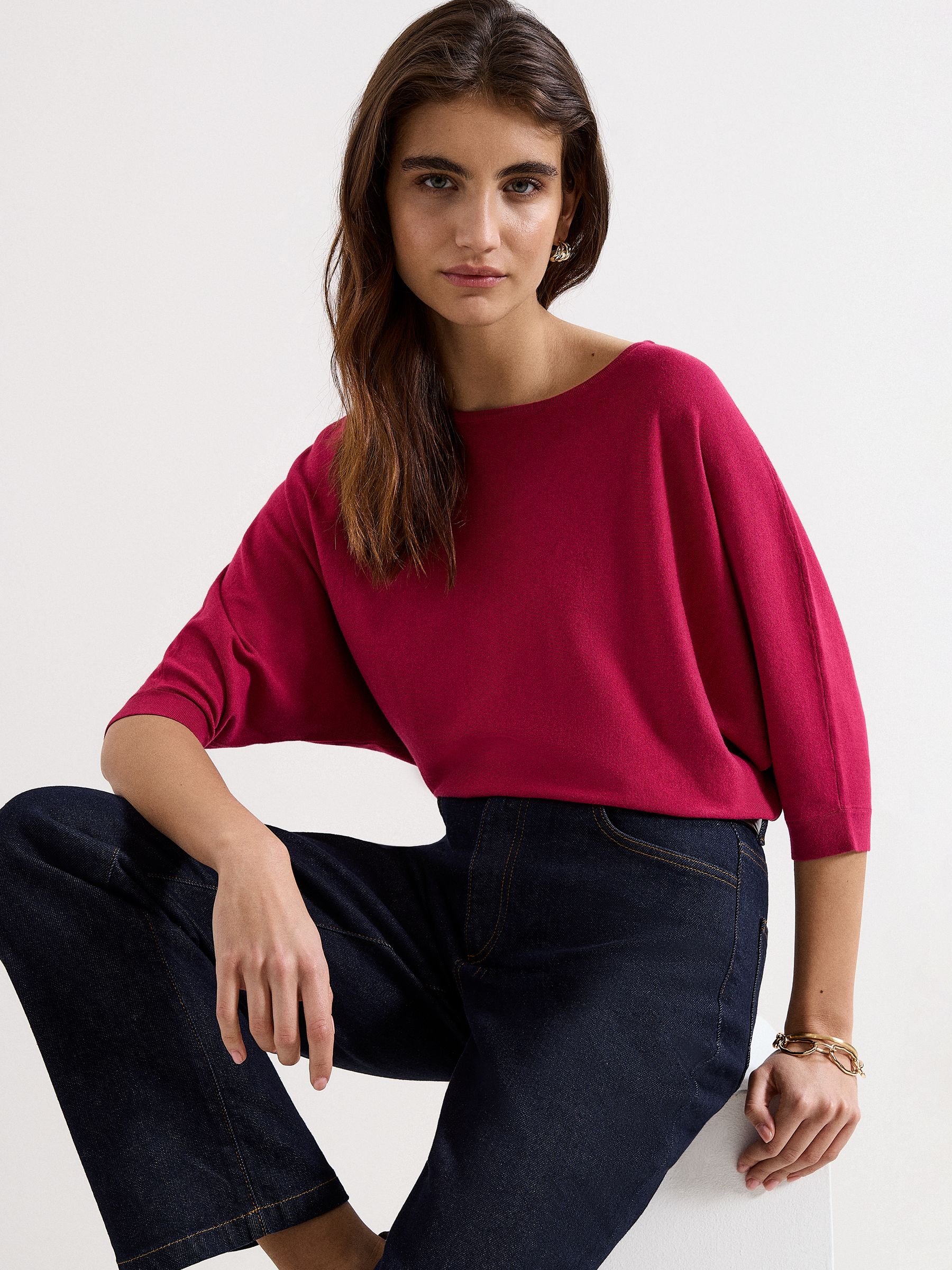 Phase Eight Women's Raspberry Cristine Draped Knit Jumper In | Size: Medium - Image 5