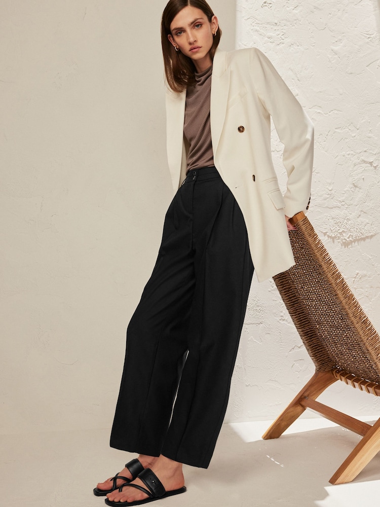 Black Premium Tailored Barrel Leg Trousers - Image 1 of 6