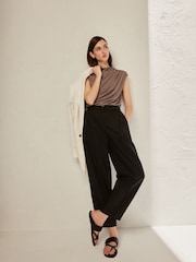 Black Premium Tailored Barrel Leg Trousers - Image 2 of 6