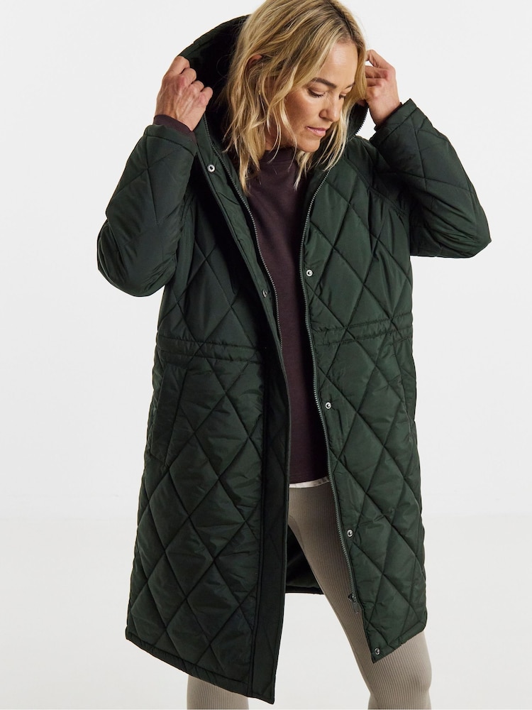 JD Williams Green Hood Quilted Coat - Image 1 of 4