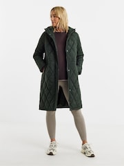 JD Williams Green Hood Quilted Coat - Image 2 of 4