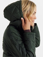 JD Williams Green Hood Quilted Coat - Image 3 of 4