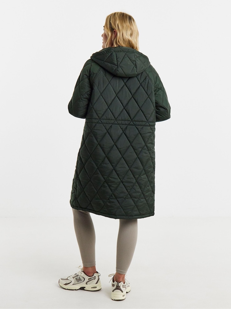 JD Williams Green Hood Quilted Coat - Image 4 of 4