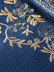Navy Blue Mens Long Length Kurta - Image 6 of 7