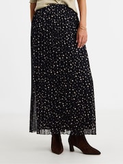 JD Williams Black Chiffon Pleated Midaxi Skirt - Image 1 of 4