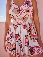 Cream Paisley Halter Summer Skort Dress - Image 6 of 8
