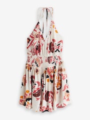 Cream Paisley Halter Summer Skort Dress - Image 7 of 8