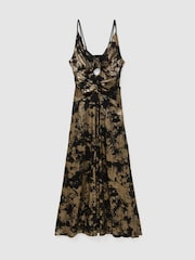 Reiss Black/Gold Rylie Metallic-Jacquard Strappy Cut-Out Maxi Dress - Image 2 of 8