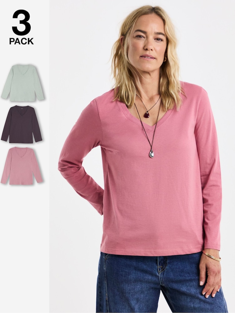 JD Williams Purple The V-Neck Long Sleeve Tops 3 Pack - Image 1 of 4 JD Williams Purple The V-Neck Long Sleeve Tops 3 Pack - Image 1 of 4