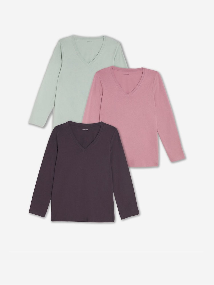 JD Williams Purple The V-Neck Long Sleeve Tops 3 Pack - Image 4 of 4 JD Williams Purple The V-Neck Long Sleeve Tops 3 Pack - Image 4 of 4