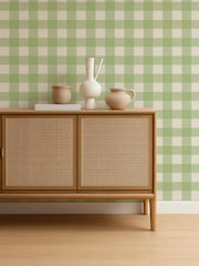 Scion Pea Green Pomona Central Check 10M Wallpaper - Image 2 of 4