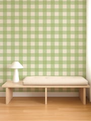 Scion Pea Green Pomona Central Check 10M Wallpaper - Image 3 of 4