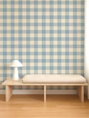 Scion Cornflower Pomona Central Check 10M Wallpaper - Image 3 of 4