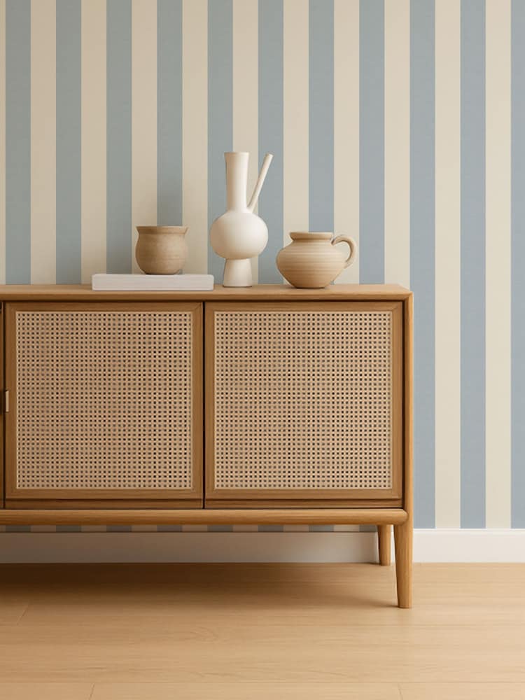 Scion Cornflower Pomona Central Stripe 10M Wallpaper - Image 2 of 4 Scion Cornflower Pomona Central Stripe 10M Wallpaper - Image 2 of 4