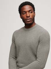 Superdry Grey Textured Crew Knit Jumper - Image 3 of 6