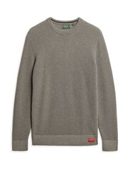 Superdry Grey Textured Crew Knit Jumper - Image 4 of 6