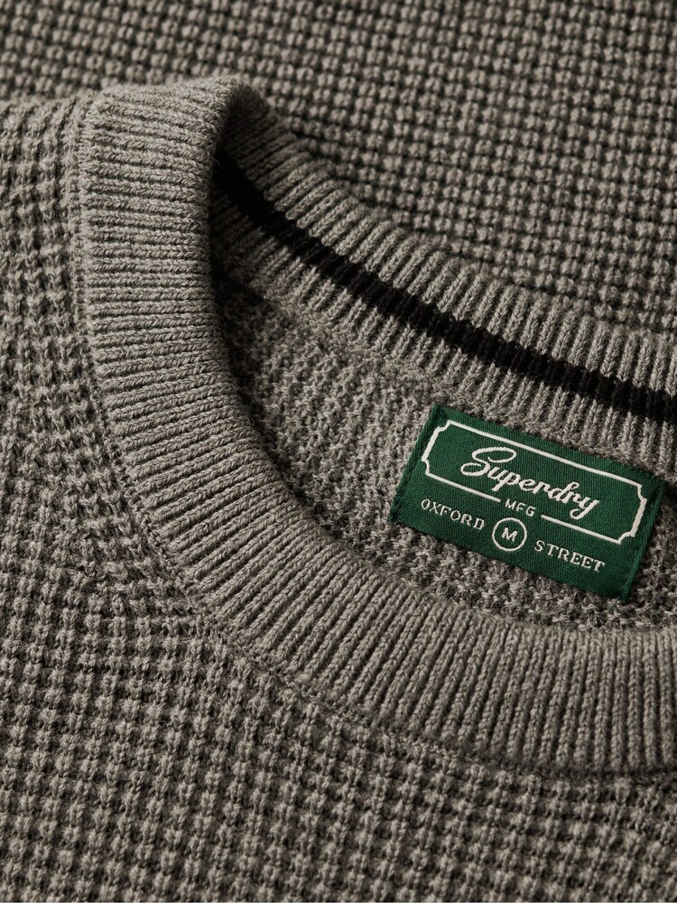 Superdry Grey Textured Crew Knit Jumper - Image 6 of 6