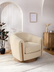 Soft Cosy Boucle Mid Natural Layne Swivel Accent Chair - Image 1 of 8