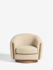 Soft Cosy Boucle Mid Natural Layne Swivel Accent Chair - Image 2 of 8