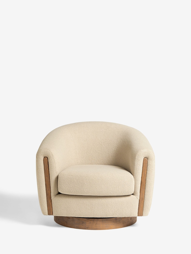 Soft Cosy Boucle Mid Natural Layne Swivel Accent Chair - Image 2 of 8