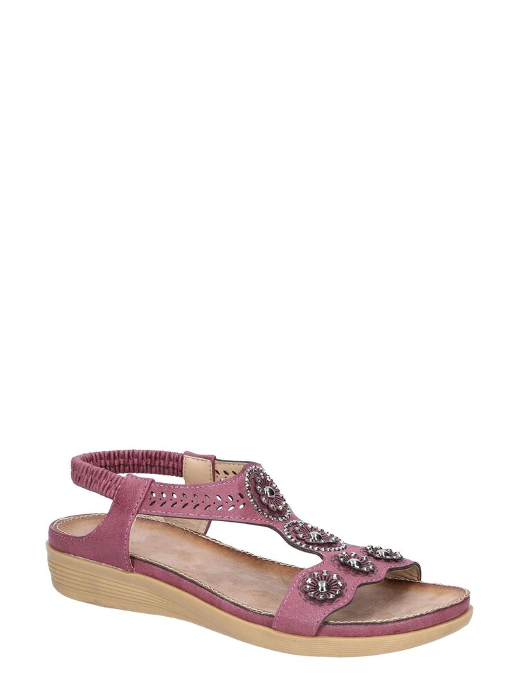 Fleet & Foster Purple Caper Elastic T-Bar Sandals - Image 2 of 4 Fleet & Foster Purple Caper Elastic T-Bar Sandals - Image 2 of 4