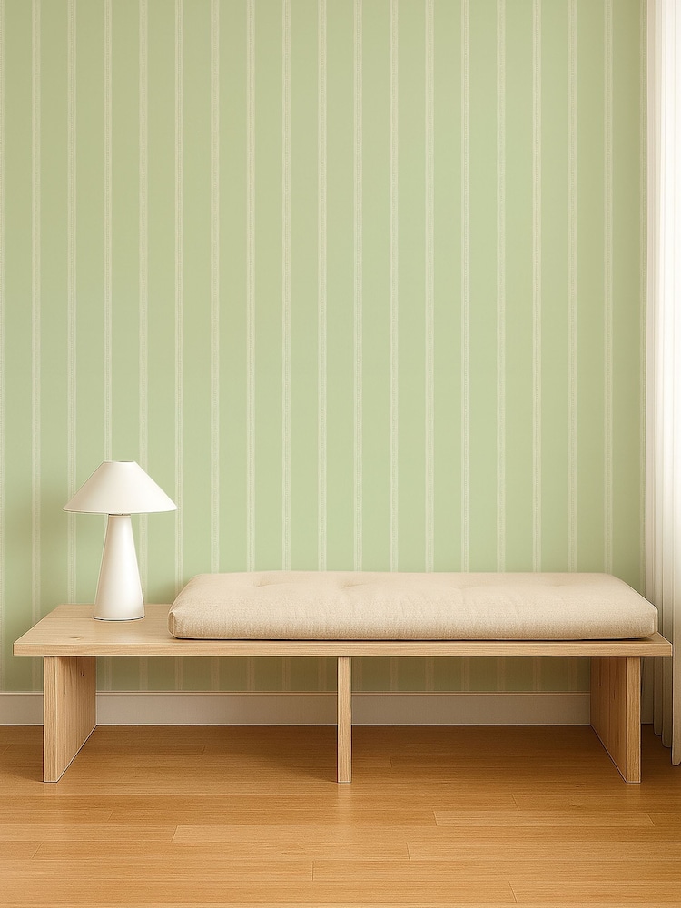 Scion Pea Green Pomona Harvest Stripe 10M Wallpaper - Image 1 of 3 Scion Pea Green Pomona Harvest Stripe 10M Wallpaper - Image 1 of 3