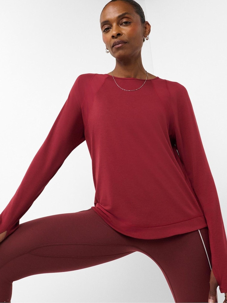 Tiefrot - Sweaty Betty Breathe Easy Langarm-Oberteil aus Mesh - Bild 1 von 7