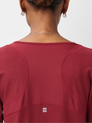 Tiefrot - Sweaty Betty Breathe Easy Langarm-Oberteil aus Mesh - Bild 4 von 7
