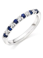 Beaverbrooks White Gold 18ct Diamond And Sapphire Half Eternity Ring - Image 1 of 4