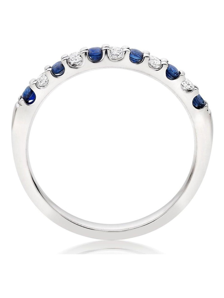 Beaverbrooks White Gold 18ct Diamond And Sapphire Half Eternity Ring - Image 2 of 4