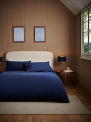 Navy Brushed Supersoft 100% Cotton Duvet Cover And Pillowcase Set - Image 1 of 9