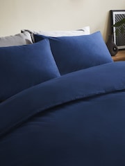 Navy Brushed Supersoft 100% Cotton Duvet Cover And Pillowcase Set - Image 3 of 9
