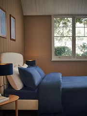 Navy Brushed Supersoft 100% Cotton Duvet Cover And Pillowcase Set - Image 4 of 9