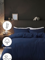 Navy Brushed Supersoft 100% Cotton Duvet Cover And Pillowcase Set - Image 5 of 9