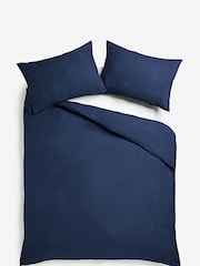 Navy Brushed Supersoft 100% Cotton Duvet Cover And Pillowcase Set - Image 6 of 9