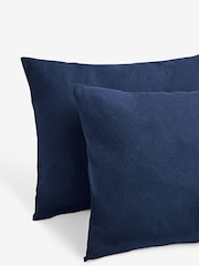 Navy Brushed Supersoft 100% Cotton Duvet Cover And Pillowcase Set - Image 7 of 9