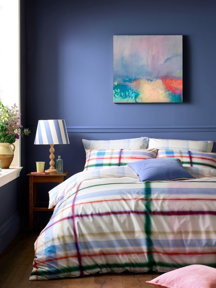 Bluebellgray Piper Multi Blue Edinburgh Plaid 200 Thread Count Duvet Cover and Pillowcase Set - Image 2 of 7 Bluebellgray Piper Multi Blue Edinburgh Plaid 200 Thread Count Duvet Cover and Pillowcase Set - Image 2 of 7