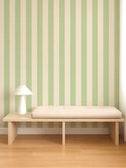 Scion Pea Green Pomona Central Stripe 10M Wallpaper - Image 2 of 4