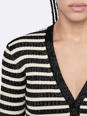 AllSaints White Kay Stripe Cardigan - Image 4 of 8