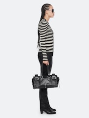AllSaints White Kay Stripe Cardigan - Image 5 of 8